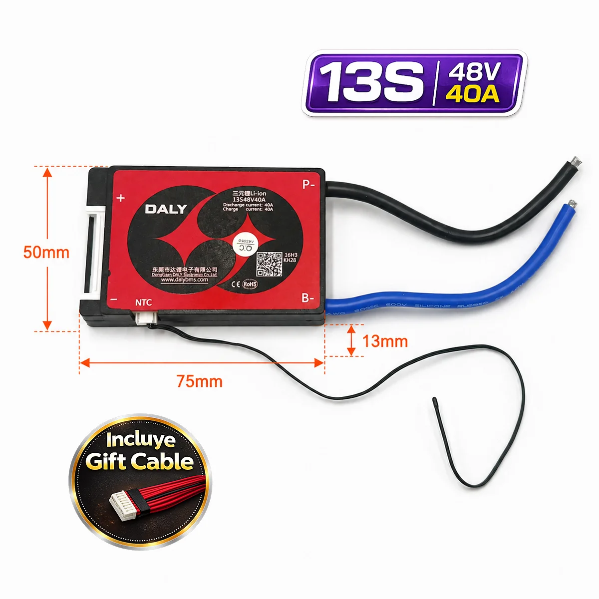 BMS DALY 13S 48V 40A para baterías Li-ion - Imagen 3