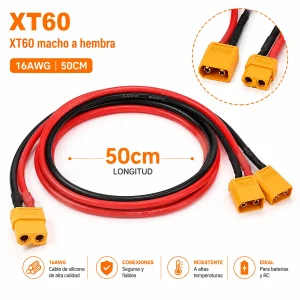 Cable Divisor Y XT60 1 Hembra a 2 Machos 16 AWG 50 cm