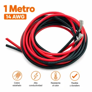 Cable de Silicona 14 AWG Rojo y Negro por Metro