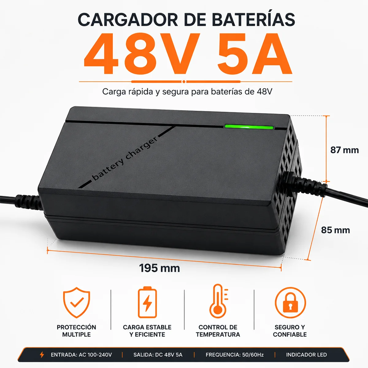 Cargador Batería Litio 48V 5A - Imagen 2
