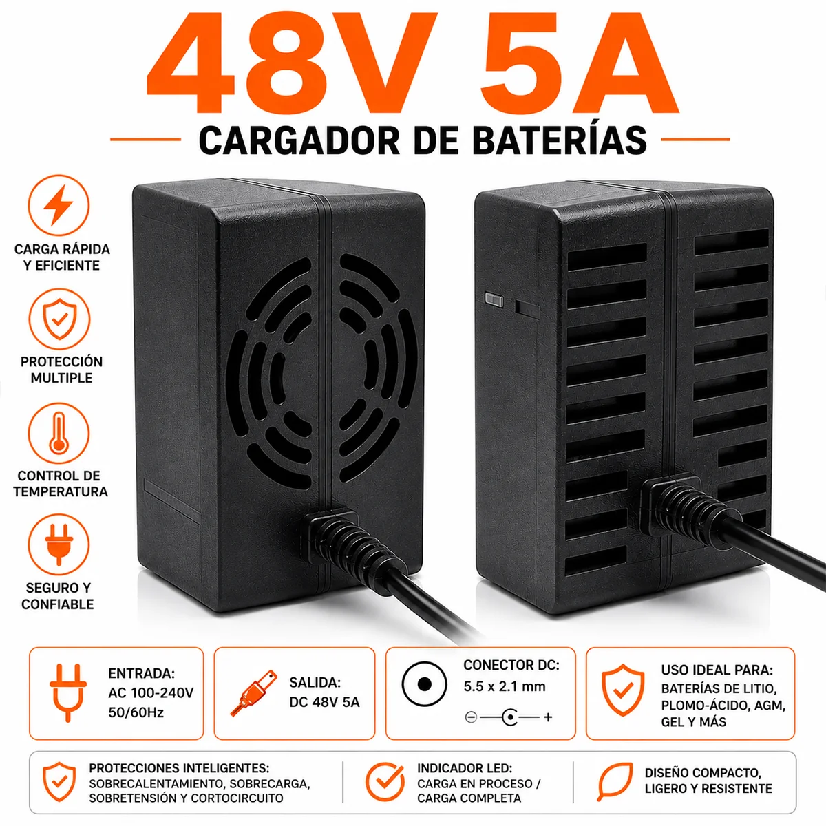 Cargador Batería Litio 48V 5A - Imagen 4
