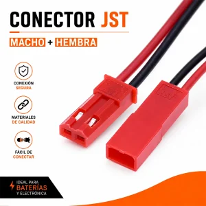 Conector JST Macho y Hembra con Cable 22 AWG 100 mm