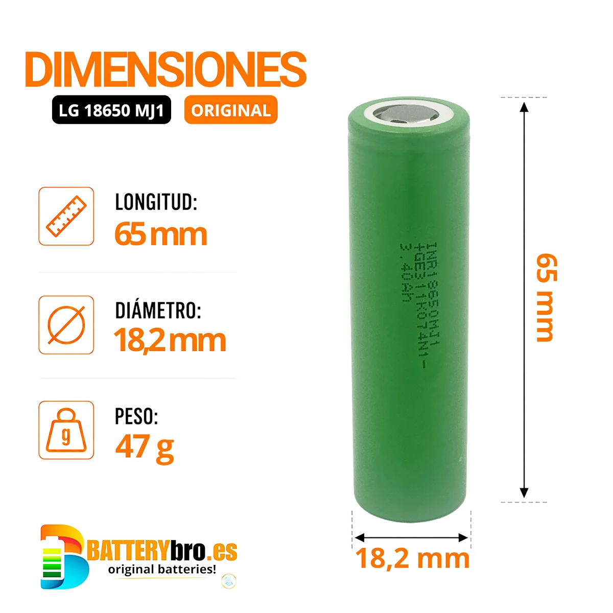 LG INR18650-MJ1 3500mAh 10A - Imagen 4